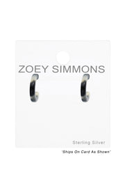 Sterling Silver Half Hoop Ear Studs With Acrylic - SS