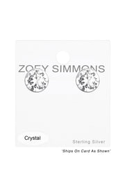 Sterling Silver Round 5mm Ear Studs With Crystals - SS