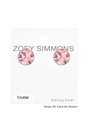 Sterling Silver Round 6mm Ear Studs With Crystals - SS
