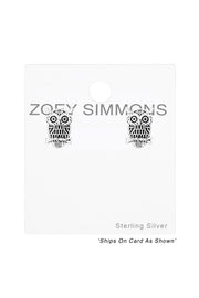 Sterling Silver Owl Ear Studs - SS