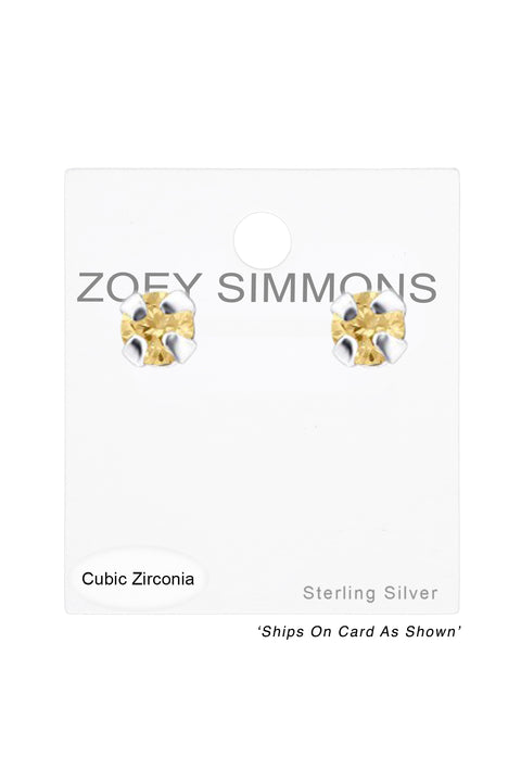 Sterling Silver Round 2mm Ear Studs With Cubic Zirconia - SS