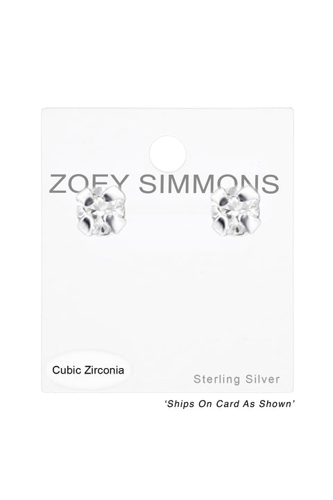Sterling Silver Round 2mm Ear Studs With Cubic Zirconia - SS