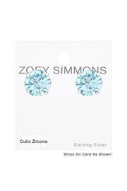 Sterling Silver Round 6mm Ear Studs With Cubic Zirconia - SS