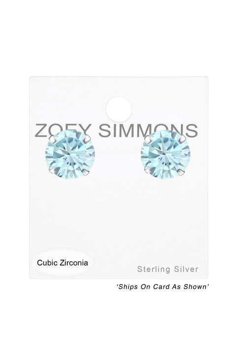 Sterling Silver Round 6mm Ear Studs With Cubic Zirconia - SS