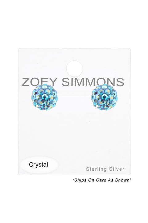 Sterling Silver Roud Ear Studs With Crystal - SS