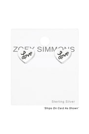 Sterling Silver Love Heart Ear Studs - SS