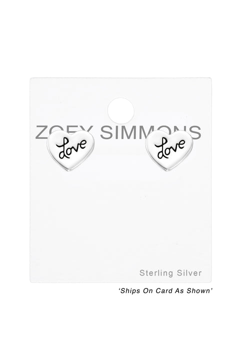 Sterling Silver Love Heart Ear Studs - SS