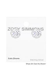 Sterling Silver Round 7mm Ear Studs With Cubic Zirconia - SS
