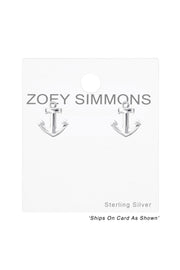 Sterling Silver Anchor Ear Studs - SS