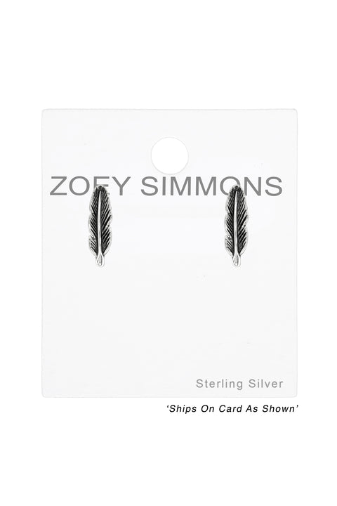 Sterling Silver Feather Ear Studs - SS