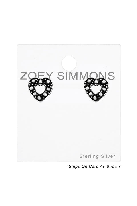 Sterling Silver Heart Ear Studs - SS