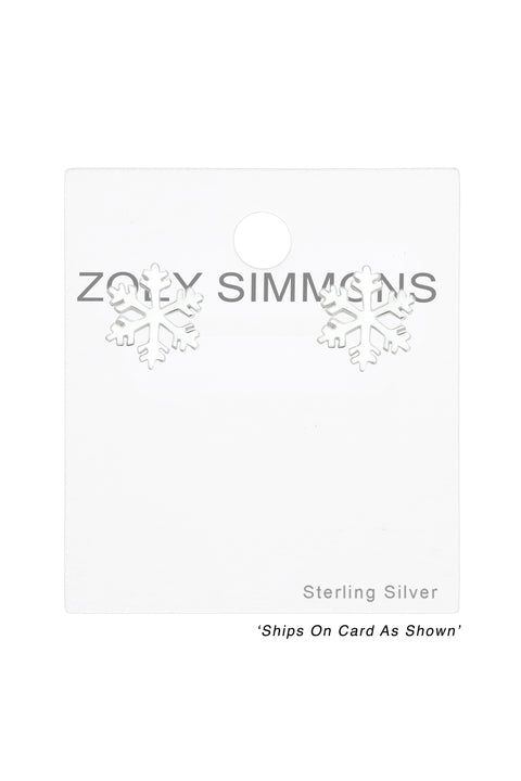 Sterling Silver Snowflake Ear Studs - SS