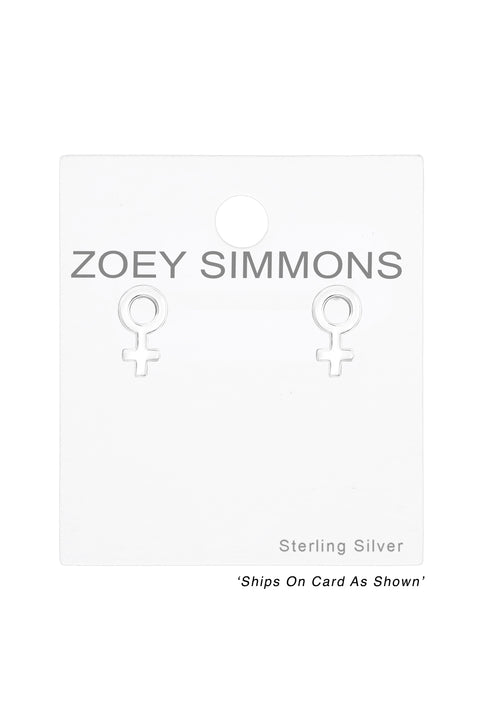 Sterling Silver Women Sign Ear Studs - SS