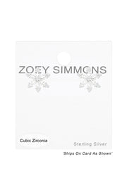 Sterling Silver Snowflake Ear Studs With Cubic Zirconia - SS