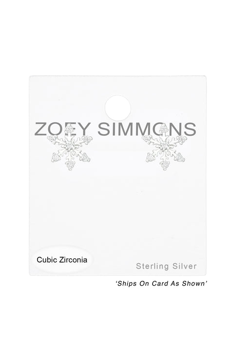 Sterling Silver Snowflake Ear Studs With Cubic Zirconia - SS