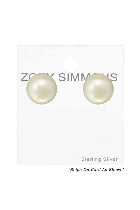 Synthetic Pearl 10mm Ear Studs - SS