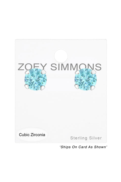 Sterling Silver Round 4mm Ear Studs With Cubic Zirconia - SS
