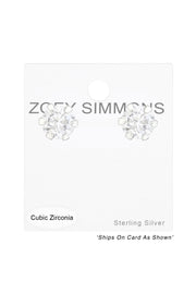 Sterling Silver Round 4mm Ear Studs With Cubic Zirconia - SS