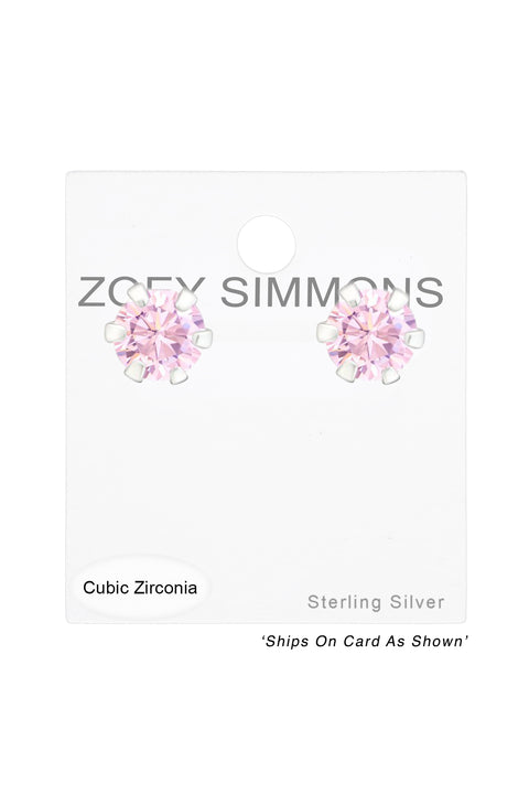 Sterling Silver Round 4mm Ear Studs With Cubic Zirconia - SS