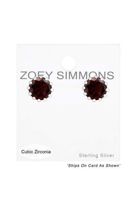 Sterling Silver Round 7mm Ear Studs With Cubic Zirconia - SS