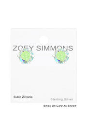 Sterling Silver Round 8mm Ear Studs With Cubic Zirconia - SS