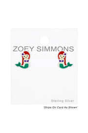 Sterling Silver Mermaid Ear Studs with Epoxy - SS