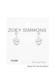 Sterling Silver Ear Studs with Hanging Horse & Crystals - SS