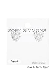 Sterling Silver Heart Ear Studs With Crystal - SS