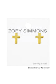 Sterling Silver Cross Ear Studs - VM