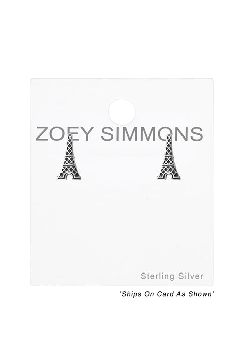 Sterling Silver Eiffel Tower Ear Studs - SS
