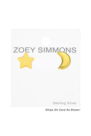 Sterling Silver Star and Moon Ear Studs - VM