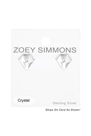 Sterling Silver Diamond Shaped Ear Studs & Crystal - SS