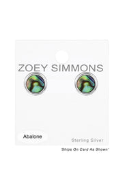 Sterling Silver Round Ear Studs & Imitation Stone - SS