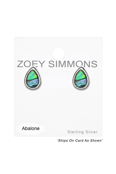 Sterling Silver Drop Ear Studs & Imitation Stone - SS