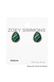 Sterling Silver Pear Ear Studs & Imitation Stone - SS