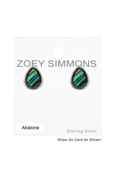 Sterling Silver Pear Ear Studs & Imitation Stone - SS