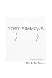 Sterling Silver Lightning Bolt Ear Studs - SS