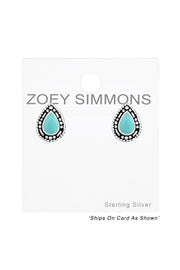 Sterling Silver Pear Ear Studs With Epoxy - SS