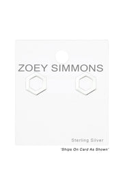 Sterling Silver Hexagon Ear Studs - SS