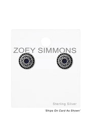 Sterling Silver Oxidized Ear Studs With Epoxy - SS