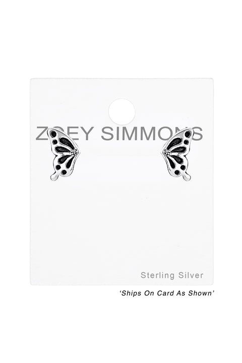 Sterling Silver Butterfly Ear Studs - SS