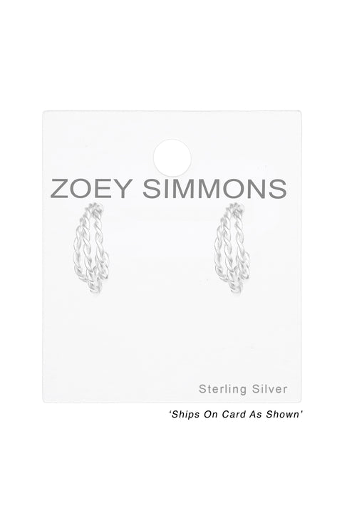 Sterling Silver Twisted Half Hoop Ear Studs - SS