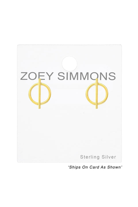 Sterling Silver Circle & Bar Ear Studs - VM