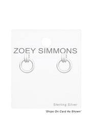 Sterling Silver Hanging Round Ear Studs - SS