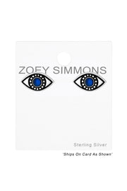 Sterling Silver Evil Eye Mood Ear Studs - SS
