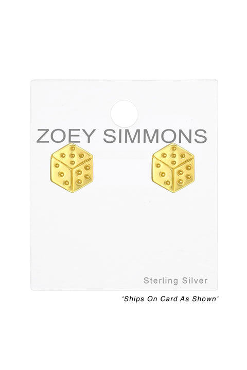 Sterling Silver Dice Ear Studs - VM