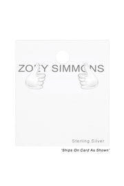 Sterling Silver Thumbs Up Ear Studs - SS