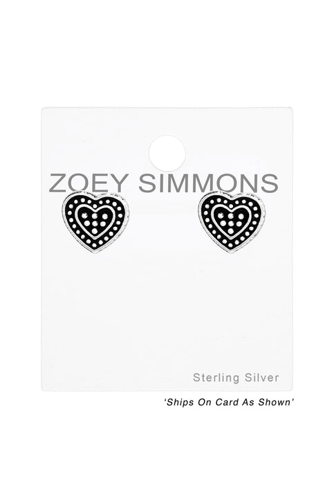 Sterling Silver Heart Ear Studs - SS