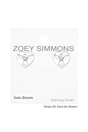 Sterling Silver Angel Ear Studs With Cubic Zirconia - SS