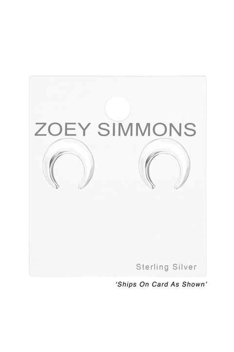 Sterling Silver Moon Ear Studs - SS